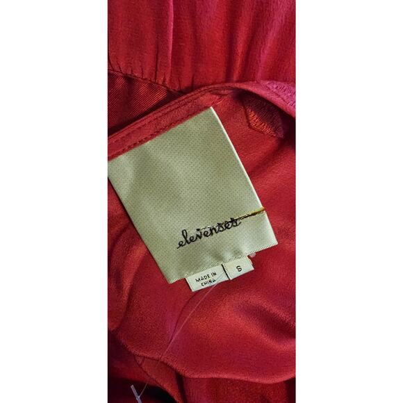 New Anthropologie ELEVENSES Embroidered Silk Jumpsuit $298 SMALL  Raspberry - Picture 6 of 6